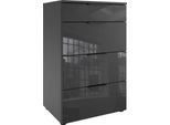 Schubkastenkommode WIMEX "Level36 black C by fresh to go", grau (graphit, glas grau), B:54cm H:84cm T:41cm, Holzwerkstoff, Sideboards, Schubkastenkommode, mit Glaselementen auf der Front, soft-close Funktion, 54cm breit