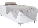 Boxspringbett "Holland", weiß, B:122cm L:201cm, Microvelours (100% Polyester), WESTFALIA SCHLAFKOMFORT, Komplettbetten, Boxspringbett, ohne Kopfteil, frei im Raum stellbar