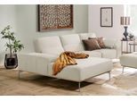 Ecksofa W.SCHILLIG "run, Designsofa, bequem, L-Form", weiß (cream weiß z73), B:299cm H:88cm T:178cm, Longlife Xtra-Leder Z73: Naturwalkleder der Luxusklasse aus den erlesensten Rohhäuten. Hautstärke 1, 1 – 1, 3 mm;ROHLEDER Jacquard-Flachgewebe Q2 W60 (63% Polyester, 37% Polyacryl);ROHLEDER Chenille-Flachgewebe Q2 W77 (68% Polyacryl, 32% Polyester);Stoff S37 (100% Polyester), Sofas, Ecksofa, mit el