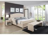 Boxspringbett HOME AFFAIRE "Claire", beige (creme), B:202cm L:214cm, Strukturstoff Bezug (100% Polyacryl), Komplettbetten, Boxspringbett, mit Vollmassiv-Unterbox, incl. Topper, verschiedene Härtegrade