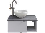 Waschtisch SAPHIR "Serie 6915 Waschschale mit Unterschrank für Gästebad, Gäste WC", weiß (weiß glanz, oxid dunkelgrau, weiß glanz), B:61cm H:39,8cm T:35cm, Waschtische, Waschtisch, 61 cm breit, 1 Tür, offenes Fach, kleine Bäder, ohne Armatur
