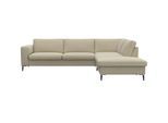 Ecksofa FLEXLUX "Fiore, super Sitzkomfort durch Kaltschaum im Sitz, L-Form", beige (sandy beige), B:273cm H:85cm T:225cm, 100% Polyester, Sofas, Ecksofa, breite Armlehnen, Füße Alu+schwarz