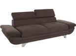 Polstergarnitur COTTA "Enterprise", braun (espresso), Chenille-Struktur,mit Kopfteilverstellung,mit Armteilverstellung, Sitzmöbel-Sets, Polstergarnitur, Set bestehend aus 2,5-Sitzer mit Arm- & Kopfteilverstellung & Hocker