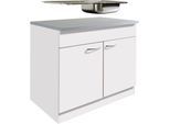 Spülenschrank WIHO KÜCHEN "Kiel", weiß (front und korpus: weiß), B:100cm H:85cm T:60cm, Schränke, Spülenschrank, 100 cm breit, 60 cm tief