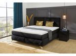 Boxspringbett JOCKENHÖFER GRUPPE "Leyla, inklusive 7-Zonen-TTFK-Matratzen und Kaltschaumtopper", schwarz (schwarz 372, 06), B:192cm L:215cm, Bezug Bett: samtähnlich (100% Polyester);Topper und Matratzenspiegel: 100% Polyester;Bezug Kissen: 66% Polyester, 34% Viscose, Komplettbetten, Boxspringbett, 2 goldfarbige Kissen, verschiedene Härtegrade wählbar