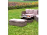 Garten-Essgruppe MERXX "Riva Erweiterungsset", beige (natur, beige, natur, natur), Polyester, Aluminium, Kunststoff, Sitzmöbel-Sets, Garten-Essgruppe, 2 Sitzbänke, inkl. Sitz-und Rückenkissen, mit höhenverstellbarem Tisch