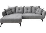 Ecksofa HOME AFFAIRE "Baggio Stellmaße 277/162 cm, modern & elegant, hoher Fuß", grau, B:277cm T:162cm, 100% Polyester, Sofas, Ecksofa, L-Form, schwarze Metallfüße