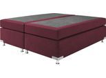 Boxspringbett "Holland", rot (bordeaux, rot), B:182cm L:201cm, Microvelours (100% Polyester), WESTFALIA SCHLAFKOMFORT, Komplettbetten, Boxspringbett, ohne Kopfteil, frei im Raum stellbar