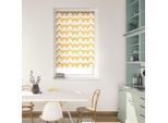 Seitenzugrollo LICHTBLICK ORIGINAL "Rollo Klemmfix, ohne Bohren, Verdunkelung, Boho Zig Zag - Gelb", gelb (gelb, weiß), B:80cm H:150cm, Polyester, Rollos, Seitenzugrollo