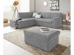 Hocker DOMO COLLECTION "Topper", grau (hellgrau), B:93cm H:40cm T:69cm, Hocker, Hocker, mit Wellenunterfederung, auf Kunststoffgleitern