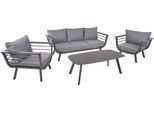 Garten-Essgruppe GARDEN PLEASURE "ELIA", grau (grau, anthrazit, taupe, grau, anthrazit), B:320cm H:61cm T:160cm, Aluminium, Kunststoff, Sitzmöbel-Sets, Garten-Essgruppe, mit bequemer Polsterung