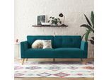 3-Sitzer "Gloria", blau (petrol), B:192cm H:82cm T:80cm, 100% Polyester, COSMOLIVING BY COSMOPOLITAN, Sofas, 3-Sitzer, Mit Knopfsteppung