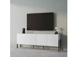 Kommode OTTO HOME "Jukon,Breite 200 cm, moderne grifflose Kommode,4 Türen", weiß (weiß matt), B:200cm H:70cm T:40cm, Sideboards, Kommode, Sideboard, Anrichte viel Stauraum, push-to-open-Funktion