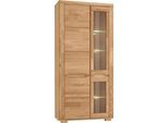 Vitrine OTTO HOME "DENIS70, Wohnzimmer, viel Stauraum, verstellbaren Einlegeböden, geölt", braun (eiche teilmassiv), B:90cm H:190cm T:40cm, Holz teilmassiv, Schränke, Vitrine, B/T/H:90/40/190cm, Front Eiche massivholz,geölt, 10 Fächer, Grifflos
