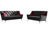 Polstergarnitur SIT & MORE "Orient 3", schwarz, Samtoptik, 3-Sitzer + 2-Sitzer, 100% Polyester, Sitzmöbel-Sets, Polstergarnitur, inkl. 4 Zierkissen mit Strass-Stein, goldfarbene Metallfüße