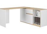 Schreibtisch GAMI "Gibril", braun (weiß, eiche blond), B:136cm H:75cm T:155cm, Tische, Schreibtisch, Jugendschreibtisch, Schreibtisch