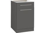 Unterschrank WIHO KÜCHEN "Unna", grau (front und korpus: anthrazit), B:50cm H:82cm T:57cm, Schränke, Unterschrank, 50 cm breit, ohne Arbeitsplatte