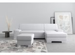 Ecksofa DOMO COLLECTION "Anzio L-Form, whlw. Bettfunktion, Federkern, hochwertig, Breite 271 cm", silber, B:271cm H:85cm T:160cm, Sofas, Ecksofa, Mit Bettfunktion, Recamiere rechts, Feinstruktur, silber