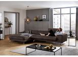 Ecksofa W.SCHILLIG "piedroo, Designsofa mit tollem Sitzkomfort, bequem und elegant, L-Form", braun (mocca s37), B:343cm H:70cm T:193cm, Stoff S37 (100% Polyester): Luxus-Microfaser in Lederoptik, Sofas, Ecksofa, Kopfteilverstellung, wahlweise mit Sitztiefenverstellung, Breite 343cm