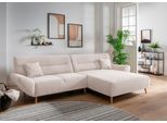 Ecksofa HOME AFFAIRE "Drago, elegant und zeitlos, komfortabel, Holzfuß, L-Form", beige (creme), B:290cm H:81cm T:166cm, 100% Polyester, Sofas, Ecksofa, frei im Raum stellbar, inkl. 2 Zierkissen