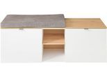 Schuhschrank INNOSTYLE "Bari Schuhbank inkl. Sitzkissen, BxHxT 128x50x38 cm", weiß, B:128cm H:50cm T:43cm, Holzwerkstoff, MDF, Schränke, Schuhschrank, 2 türig, 6 Fächer, Softclose, ABS Kantenschutz
