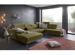 Wohnlandschaft SIT & MORE "Percy U-Form", grün, B:343cm T:235cm, Sofas, Wohnlandschaft, 15 cm Fußhöhe, Sitztiefenverstellung, wahlweise in 2 Fußfarben