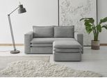 Sitzgruppe HOME AFFAIRE "PIAGGE", grau (hellgrau), B:180cm H:83cm T:161cm, Sitzmöbel-Sets, Sitzgruppe, 2-Sitzer-Sofa und Hocker klein im Set