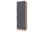 Kühlumbauschrank KOCHSTATION "KS-Toronto, Höhe 200 cm", schwarz (anthrazit, sonomaeiche), B:60cm H:200cm T:58cm, Holzwerkstoff, Schränke, Kühlumbauschrank