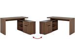 Eckschreibtisch JAHNKE "CU-LIBRE 150 E", walnuss, walnuss, walnuss, B:140cm H:77cm T:117,5cm, Tische, Eckschreibtisch, wechselseitig montierbar, edel abgerundet, grifflos