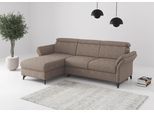 Ecksofa SIT & MORE "Glendale, L-Form", braun (cappuccino), B:253cm H:84cm T:166cm, 100% Polyester, Sofas, Ecksofa, inkl. Kopfteilverstellung,wahlweise mit Vorziehsitz und Bettkasten