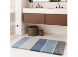 Badematte HOMIE LIVING "Rio Marina", rauch blau, H:30mm, Polyester, Badematten, Badematte, flauschiger Badteppich, modern gestreift, waschbar, Badezimmerteppich