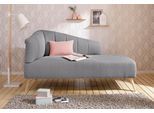 Recamiere OTTO HOME "Lucy, Chaiselonge mit Massivholzfüßen und Steppung", grau, B:162cm H:85cm T:82cm, Struktur fein( 100% Polyester), Sofas, Recamiere, Armlehne links und rechts bestellbar