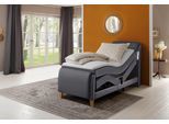 Boxspringbett HOME AFFAIRE "Messina2", grau (fango), B:106cm L:240cm, Holzwerkstoff, Kunstleder, Massivholz, Komplettbetten, Boxspringbett, Liegekomfort elektrisch Verstellbar
