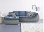 Ecksofa HOME AFFAIRE "Imola, elegant und modern, aktuelle Steppung im Sitz, bequem, L-Form", bunt (hellgrau, blau), B:271cm H:90cm T:104cm, Sofas, Ecksofa, frei im Raum stellbar, wahlweise mit Bettfunktion und Bettkasten