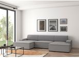Wohnlandschaft TRENDMANUFAKTUR "Graz, wahlweise mit Sitzvorschub und Bettkasten, U-Form, Breite 329 cm", braun (schlamm), B:329cm H:73cm T:162cm, 100% Polyester, Sofas, Wohnlandschaft, in Cord-, haustierfreundlichem LEO Struktur- oder LUMOS-3D-Bezug