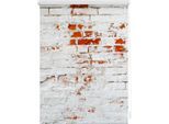 Seitenzugrollo LICHTBLICK ORIGINAL "Klemmfix Motiv Mauer" Gr. 4, rot (weiß, rot, weiß), B:80cm H:150cm, Polyester, Rollos, Seitenzugrollo, bedruckt