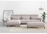 Ecksofa HOME AFFAIRE "Fjord L-Form", beige (sand), B:324cm H:93cm T:184cm, 100% Polyester, Sofas, Ecksofa, massiv, wahlweise mit Armlehnfunktion, Kopf- Sitztiefenverstellung