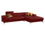 Ecksofa W.SCHILLIG "Piedroo, Designsofa mit tollem Sitzkomfort, elegant und bequem, L-Form", rot (ruby rot z59), B:303cm H:70cm T:193cm, Longlife Xtra-Leder Z59: Glattleder mit modischer Prägung. Hautstärke 0, 9 - 1, 1 mm, Sofas, Ecksofa, Kopfteilverstellung, wahlweise mit Sitztiefenverstellung, Breite 303cm