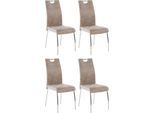 Stuhl HELA "Susi", beige (vintage beige, silberfarben, vintage beige), B:44cm H:98cm T:61cm, 100% Polyester, Stühle, Stuhl, 2 oder 4 Stück, mit Griff