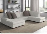 Wohnlandschaft SIT & MORE "Luxor U-Form", beige (linen), B:329cm H:82cm T:224cm, Luxus-Microfaser ALTARA NUBUCK (100% Polyester);Soft clean (98% Polyester, 2% Polyamid);Struktur fein (100% Polyester), Sofas, Wohnlandschaft, wahlweise mit Bettfunktion, Bettkasten und Kopfteilverstellung