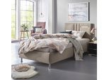 Polsterbett "Elba", grau (anthrazit), B:130cm L:210cm, Bezug Bett: Microfaser (100% Polyester) oder Strukturstoff (77% Polyester, 23% Viskose);Bonnell-Federkernmatratze: 51% Polypropylen, 39% Polyester und 10% Baumwolle;Kaltschaummatratze: 100% Polyester, Bezug abnehm- und waschbar bis 60C, WESTFALIA SCHLAFKOMFORT, Betten, Polsterbett, wahlweise mit LED-Beleuchtung