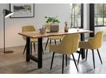 Essgruppe SALESFEVER "Elegante Essgruppe für stilvolles Speisen", beige (natur, gold, schwarz, gold, schwarz), Cord, 160,85, Massivholz, Metall, Polyester, Sitzmöbel-Sets, Essgruppe, Massivholz geölt und zweifach gewachst