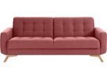 3-Sitzer EXXPO - SOFA FASHION "Fiord, aktuelles Design, tolle Detailverarbeitung im Sitz und Rücken", orange (koralle), B:222cm H:87cm T:89cm, Vintage (100% Polyester);Webvelours (100% Polyester), Sofas, 3-Sitzer, bequem, wahlweise Kippcouch mit Bettfunktion und Bettkasten, Holzfuß