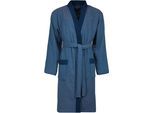 Herrenbademantel BUGATTI "Francesco, ideal für Sauna & Spa, Hotelbademantel, Morgenmantel" Gr. XXL, blau (marine blau), L:115cm, Webvelours, Hausmäntel, Herrenbademantel, Kimonomantel