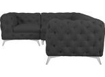 Chesterfield-Sofa HOME AFFAIRE "Ecksofa GLYNIS L-Form mit Wellenunterfederung, Maße B/T/H 264/204/75cm", grau (anthrazit), B:264cm H:75cm T:204cm, Struktur (100% Polyester);Samtoptik (100% Polyester), Sofas, Chesterfield-Sofa, aufwändige Knopfheftung, moderne Chesterfield Optik, Fußfarbe wählbar