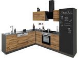 Winkelküche KOCHSTATION "KS-Trier", grau (küche: grau, korpus: grafit, arbeitsplatte: anthrazit), B:220cm T:270cm, Komplettküchen-Sets, Winkelküche, ohne E-Geräte, Stellbreite 220/270 cm