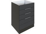 Kochfeldumbauschrank KOCHSTATION "KS-Luhe", grau (grau matt, grafit), B:60cm H:82cm T:60cm, MDF, Schränke, Kochfeldumbauschrank, 60 cm breit, hochwertige MDF-Fronten mit waagerechter Lisene