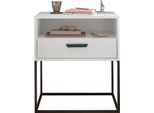 Nachtkommode SCHLAFKONTOR "Cudro Nachttisch auf Fußgestell", weiß, B:60cm H:65cm T:38,5cm, Melamin, Sideboards, Nachtkommode, mit einem offenen Fach für schnellen Zugriff