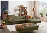 Ecksofa W.SCHILLIG "piedroo, Designsofa mit tollem Sitzkomfort, bequem und elegant, L-Form", grün (camouflage z69), B:343cm H:70cm T:193cm, Longlife Xtra-Leder Z69: Das feinnarbige, gedeckte Softleder Z69 besticht durch seine außergewöhnliche Weichheit im trendigen »Vintage-Look«, Hautstärke 0, 9 - 1, 1 mm, Sofas, Ecksofa, Kopfteilverstellung, wahlweise mit Sitztiefenverstellung, Breite 343cm