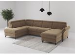 Wohnlandschaft SIT & MORE "Glendale, U-Form", hellbraun, B:321cm H:84cm T:193cm, 100% Polyester, Sofas, Wohnlandschaft, inkl. Kopfteilverstellung,wahlweise mit Vorziehsitz und Bettkasten